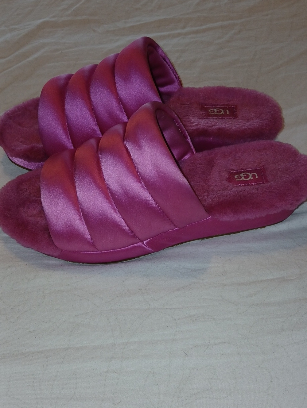 UGG Womens Hot Pink Quilted Satin Slide Slippers 1106875 Sz: 8